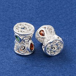 Brass Micro Pave Clear Cubic Zirconia Beads&nbsp;KK-S389-18S
