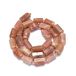 天然石ピーチ色ムーンストーンビーズ連売り  ナゲット  11~14x6~8mm  穴：0.9mm  約28~32個/連  15.75''（40センチメートル）&nbsp;G-O170-143