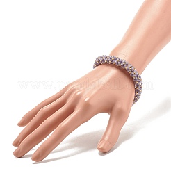 Glass Seed Beaded Bracelet with Brass Magnetic Clasp&nbsp;BJEW-JB07802-05