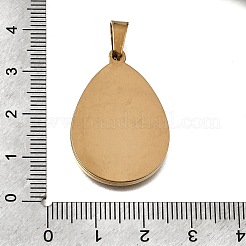 304ステンレススチールペンダントカボションセッティング  ゴールドカラー  ティアドロップ  トレイ：25x18.5mm  31x21x2mm  穴：6x4mm&nbsp;SA-CBA8A58-01B-G