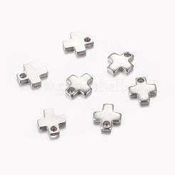 変色防止 201 ステンレススチール 刻印入り 空白タグ 小さなクロスチャーム  6x5x0.9mm  穴：1mm&nbsp;STAS-Q072