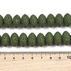 天然溶岩岩ビーズ連売り  染め  ロンデル  ダークオリーブグリーン  15~16x9.5~9.7mm  穴：2.5mm  約42個/連  15.15インチ〜15.55インチ（38.5~39.5cm）&nbsp;G-I220-17B-07