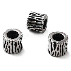 304ステンレススチールヨーロピアンビーズ  大穴ビーズ  コラム  アンティークシルバー  6x7x6.5mm  穴：4mm&nbsp;STAS-B035-09AS