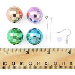 DIYディスコボールダングルイヤリング作成キット  アクリルビーズ入り  プラスチック製ピアスキャッチ  アイアン製ピアスフック  ミックスカラー  110個/箱&nbsp;DIY-FS0004-02
