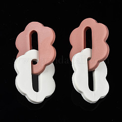 手作りのポリマークレイリンキングリング  二重楕円形の花  ダークサーモン  51mm  リング：32x24x3mm&nbsp;LS-CLAY-N010-032-01