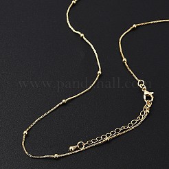 女性用真鍮サテライトチェーンネックレス  304ステンレススチール製カニカン付き  ラックめっき  鉛フリー＆カドミウムフリー  長持ちメッキ  18KGP本金メッキ  17.52インチ（44.5cm）&nbsp;NJEW-D302-33G