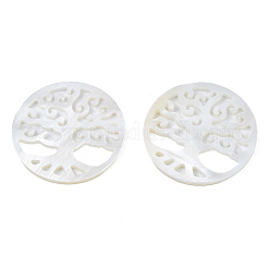 Natural Freshwater Shell Filigree Joiners&nbsp;SHEL-N027-15
