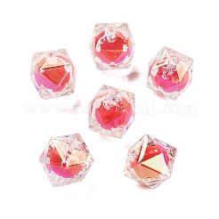 UVメッキ不透明アクリルビーズ  クリスマステーマ  虹色のツートン  ポリゴン  ミックスカラー  15x16x16mm  穴：3mm&nbsp;OACR-S142-05