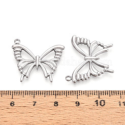 変色しない304ステンレススチールペンダント  蝶のチャーム  ステンレス鋼色  23x25.5x2mm  穴：1.8mm&nbsp;STAS-E176-12P