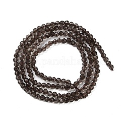 天然石スモーキークォーツビーズ連売り  多面カット  グレードAA  ラウンド  2mm  穴：0.5mm  約184個/連  15.75''（40センチメートル）&nbsp;X-G-P553-G05-01