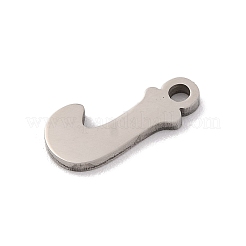 変色しない201ステンレススチールチャーム  レーザー切断  レターチャーム  文字J  11x5.5x1mm  穴：1.2mm&nbsp;STAS-U016-01P-J