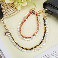 2Pcs 2 Colors PU Leather & Plastic Pearl  Phone Hand Strap Chains&nbsp;AJEW-CN0003-47A