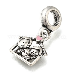 Rack Plating Alloy Pink Enamel European Dangle Charms&nbsp;PALLOY-A009-09AS