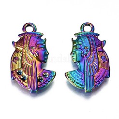 合金ペンダント  カドミウムフリー＆鉛フリー  ファラオ  虹色  29x17x3mm  穴：3mm&nbsp;PALLOY-N156-007-RS