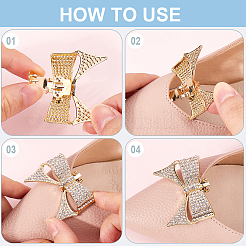 4Pcs 2 Colors Bowknot Alloy Rhinestone Shoe Decorations&nbsp;FIND-CP0002-29