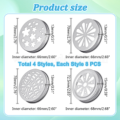 32Pcs 4 Styles Aluminium Hollow Candle Lids&nbsp;FIND-GA0003-32