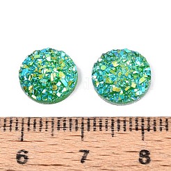 ドゥルージー樹脂デコデンカボション  フラットラウンド  ミディアムシーグリーン  10x3mm&nbsp;RESI-WH20007-01C