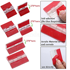 12個 3スタイル アクリル粘着ヒンジ  長方形  レッド  23.5~45x34~35x5.5~6mm  4個/スタイル&nbsp;FIND-GF0005-56