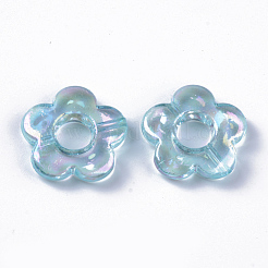 透明なアクリルビーズフレーム  ABカラーメッキ  花  ミックスカラー  18x18.5x4mm  穴：1.6mm  約710個/500g&nbsp;TACR-Q270-008
