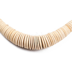 ココナッツビーズ連売り  ナチュラル  フラットラウンド  小麦  6~26x2~7mm  穴：1mm  約95~125個/連  18.70インチ（47.5cm）&nbsp;COCB-Q001-1