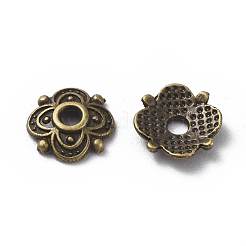 4-Petal Tibetan Style Alloy Flower Bead Caps&nbsp;TIBE-S222-AB-NR