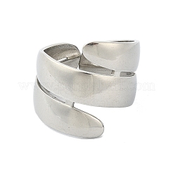 304ステンレススチールオープンカフリング  ステンレス鋼色  調整可能  19mm&nbsp;RJEW-M019-51P