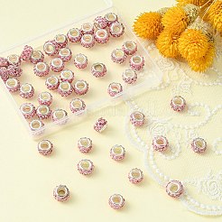 50Pcs Polymer Clay Rhinestone European Large Hole Beads&nbsp;FPDL-YW0001-01A