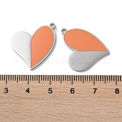 304ステンレスペンダント  エナメル  ハートチャーム  ステンレス鋼色  19.5x22x1.5mm  穴：1.6mm&nbsp;STAS-C083-05P-02