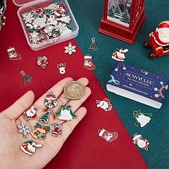 48本12スタイルアロイエナメルペンダント  クリスマスベルと家とサンタクロース  ミックスカラー  17~26x14~28x1.7~3.5mm  穴：1.4~2mm  4個/スタイル&nbsp;FIND-SC0004-65