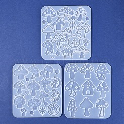 イースター DIY ペンダント モールド 3 個 3 スタイル  シリコーン鋳造金型  UVレジン用  エポキシ樹脂工芸品作り  キノコ  ホワイト  129~133x112~119x5mm  穴：1.5~2mm  1個/スタイル&nbsp;AJEW-FS0001-36