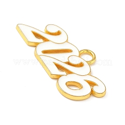 合金エナメルチャーム  2026チャーム  ゴールドカラー  ホワイト  18.5x37.5x2mm  穴：4mm&nbsp;ENAM-B035-01B-G