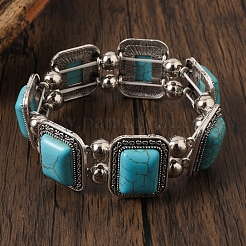Bohemian Retro Style Synthetic Turquoise with Alloy Pendant Necklaces & Dangle Earrings & Bangles Sets&nbsp;WGF64B3-02
