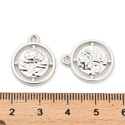 ラックメッキ合金ペンダント  フラワーラウンドフラワーチャーム  プラチナ  19x16x2.5mm  穴：1.8mm&nbsp;PALLOY-Q005-04P