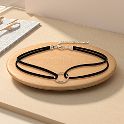 1Pc Alloy Ring Double Layer Faux Suede Cord Choker Necklaces for Women&nbsp;NJEW-CL0001-32