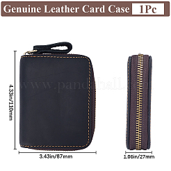 女性と男性のための長方形の革製クレジットカード財布  ジッパー付き  ブラック  11x8.7x2.7cm&nbsp;AJEW-WH20001-31C
