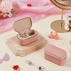 Portable Travel Rectangle PU Leather Jewelry Set Storage Zipper Boxes&nbsp;LBOX-WH0007-001A
