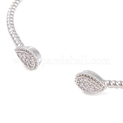 Rack Plating Brass Pave Clear Cubic Zirconia Teardrop Open Cuff Bangles&nbsp;BJEW-S148-03P