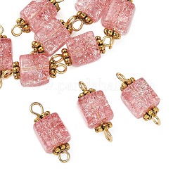 透明なひび割れガラスキューブコネクタチャーム10個  304ステンレススチール製金具付き  ゴールドカラー  インディアンレッド  18mm  穴：3mm&nbsp;PALLOY-JF03943