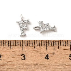 頭文字真鍮製マイクロパヴェキュービックジルコニアペンダント  文字F  9~10x4~10x1.5~2mm  穴：1.5mm&nbsp;ZIRC-F008-F