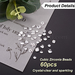 60Pcs 3 Style Cubic Zirconia Beads & Cabochons&nbsp;ZIRC-PJ0001-07
