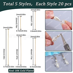 真鍮フラットヘッドピン 100種類 5個  長持ちメッキ  18KGP本金メッキ  20~63x0.7~0.8mm  ヘッド：2mm  20個/スタイル&nbsp;KK-SC0005-33