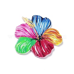 両面印刷の不透明アクリルパーツ  花  カラフル  36.5x39x2.4mm  穴：1.5mm&nbsp;MACR-F075-02C