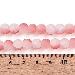 クラックガラスビーズ  ラウンド  ツートン  艶消し  ライトコーラル  8~8.5x7~7.5mm  穴：1.4mm&nbsp;X1-GLAA-N009-8mm-03