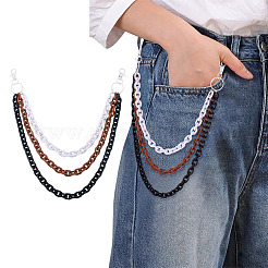 3-Color Acrylic Cable Chain 3 Layer Chain Belts for Pants&nbsp;HJEW-TAC0117