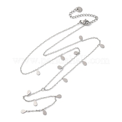 304ステンレススチールティアドロップタッセルネックレス  ステンレス鋼色  16.14インチ（41cm）&nbsp;NJEW-R026-24P