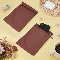 キャンバス布ジッパーバッグ  長方形  衣服縫製用の合金金具付き  ココナッツブラウン  22x15x0.2cm&nbsp;ABAG-WH0077-09A-04
