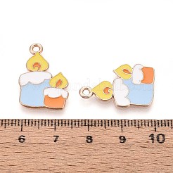 ハロウィンテーマアロイエナメルペンダント  ゴールドカラー  ろうそく  23x15x1mm  穴：1.6mm&nbsp;ENAM-T022-54G-06
