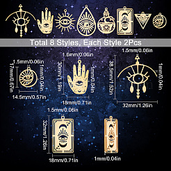 16Pcs 8 Style 201 & 304 Stainless Steel Pendants&nbsp;STAS-SC0004-57