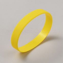 ワードシリコンコードブレスレットリストバンド  きいろ  1/2インチ（1.2cm）  内径：2-3/8インチ（6.1cm）&nbsp;BJEW-WH20004-02B