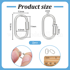 スターリングシルバーのロックカラビナ2個  オーバル  プラチナ  13.5x7.5x2mm  内径：4.5mm&nbsp;STER-PH0007-88P